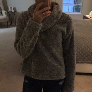 So Cozy Funnel Neck Black w White Sweater